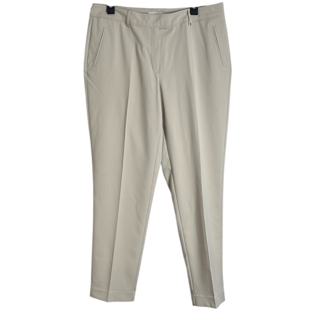 New Lady Hagen Women’s Essentials Solid Khaki Front Pleat Pants Size 10